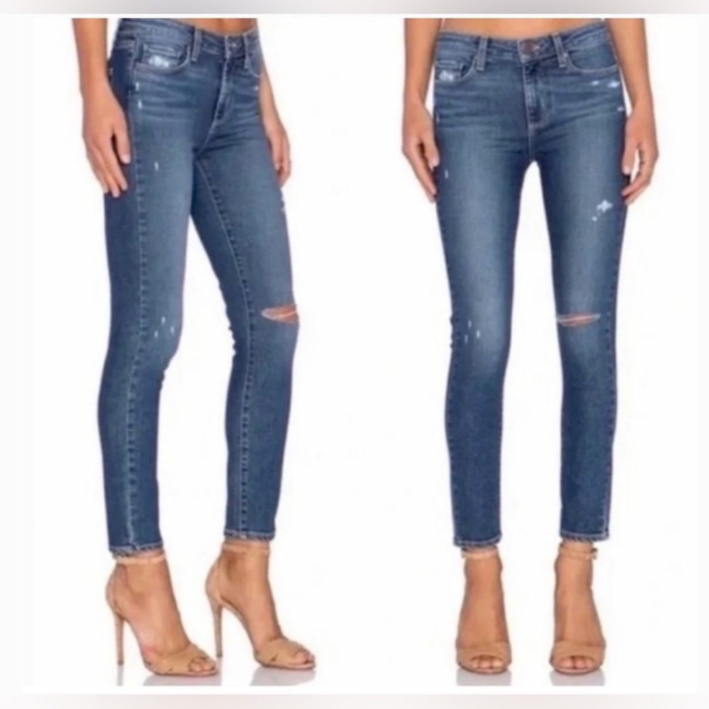 PAIGE Hoxton Crop Rollup Distressed Jeans size 24 like new premium denim